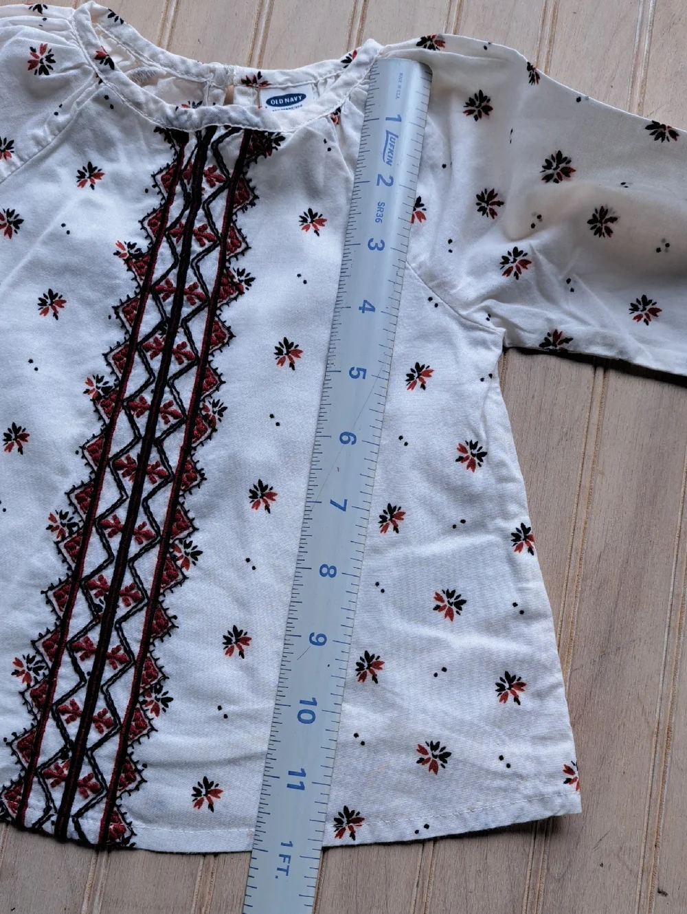 Old Navy Embroidered Boho Peasant Top 6-12M White Floral Cotton Festive